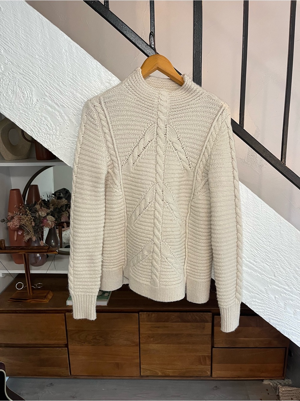 Gap Cable Knit Oversized Wool-blend Cream Sweater